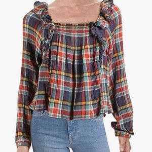 Free People | plaid peasant top